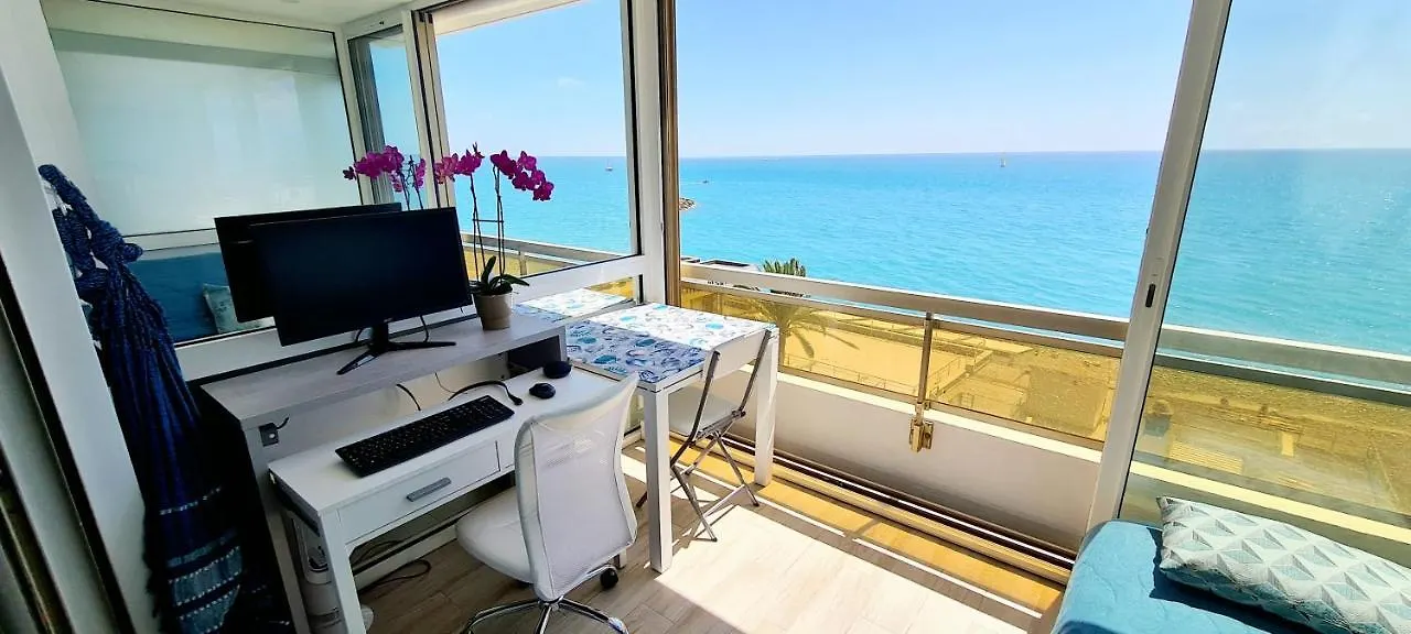 Vue mer panoramique devant la plage au calme! Villeneuve-Loubet France